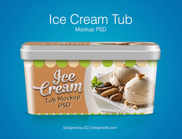 FREE ICE CREAM TUB PACKAGING DESIGN TEMPLATE & MOCKUP PSD FILE