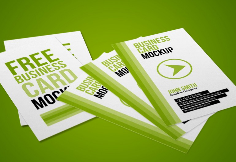 Free Vertical Business Cards Mock Up