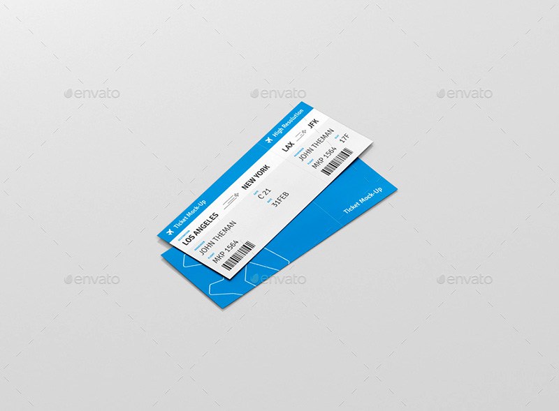 Plane Ticket Mockup PSD