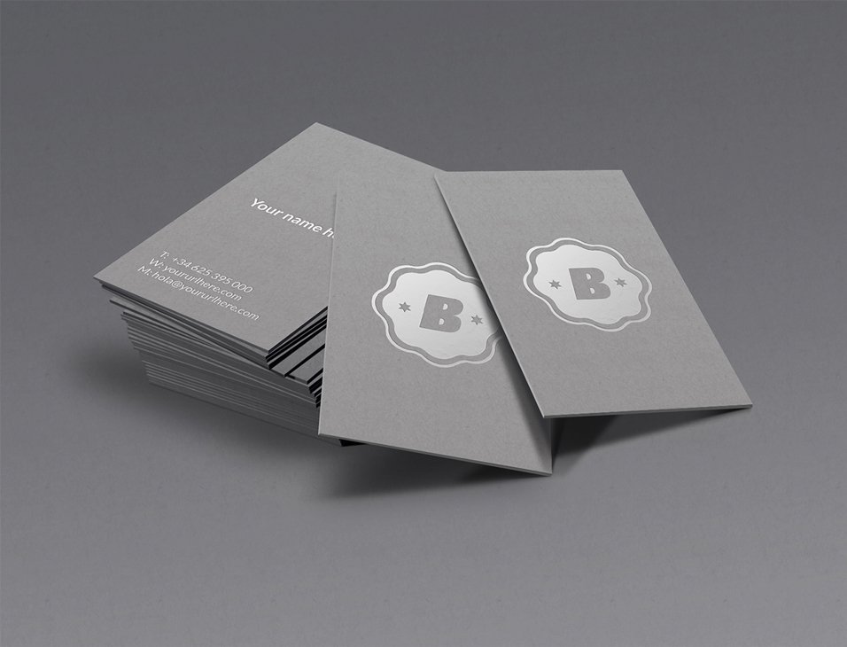 Silver Business Card Mock Up