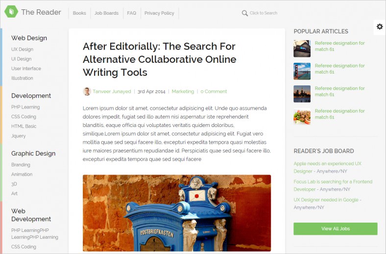 The Reader WordPress Minimal Blog Theme