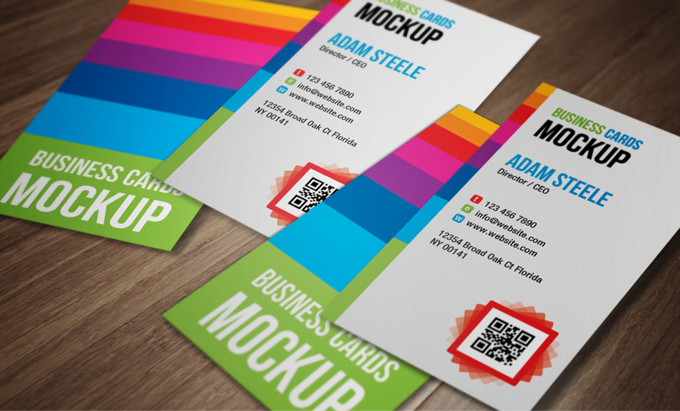 Verticle Business Cards Mockup