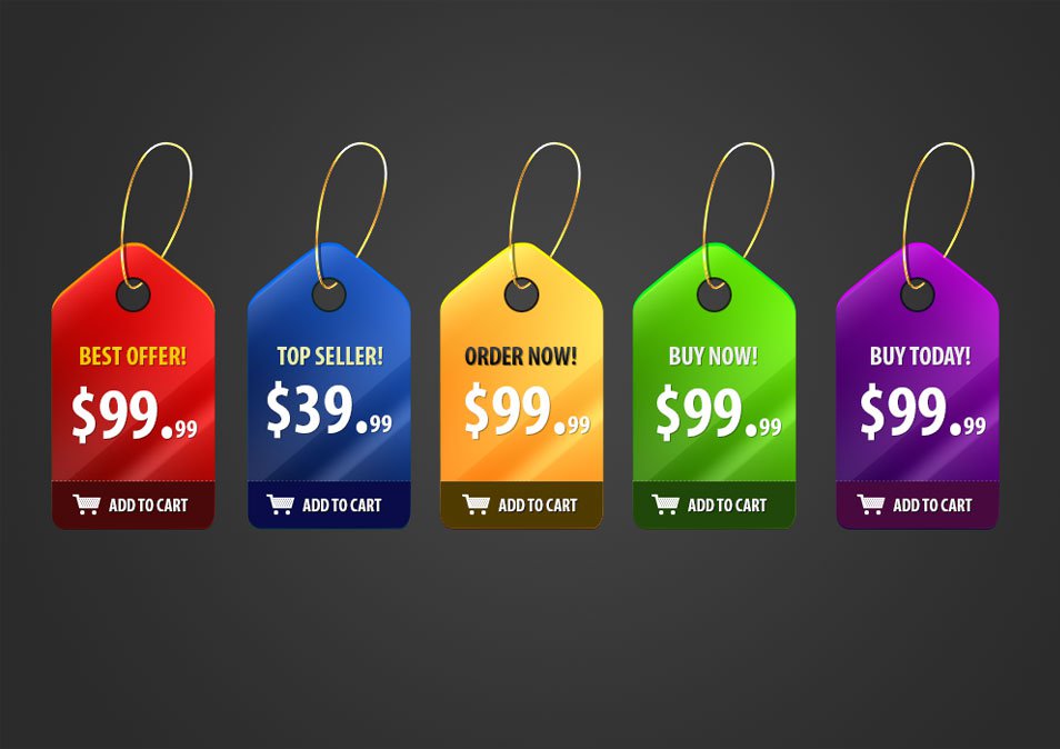 5 Free PSD Shiny Price Badges