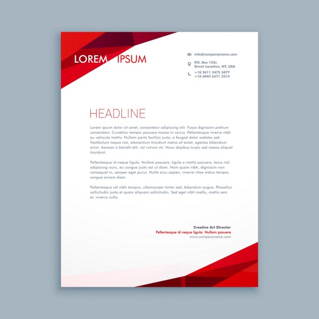 Abstract Red Letterhead Free Vector