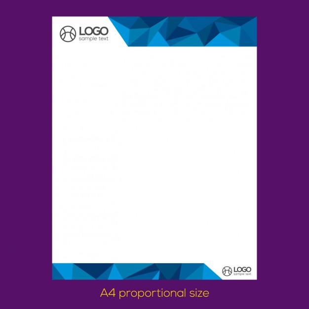 Blue Polygonal Letterhead Free Vector