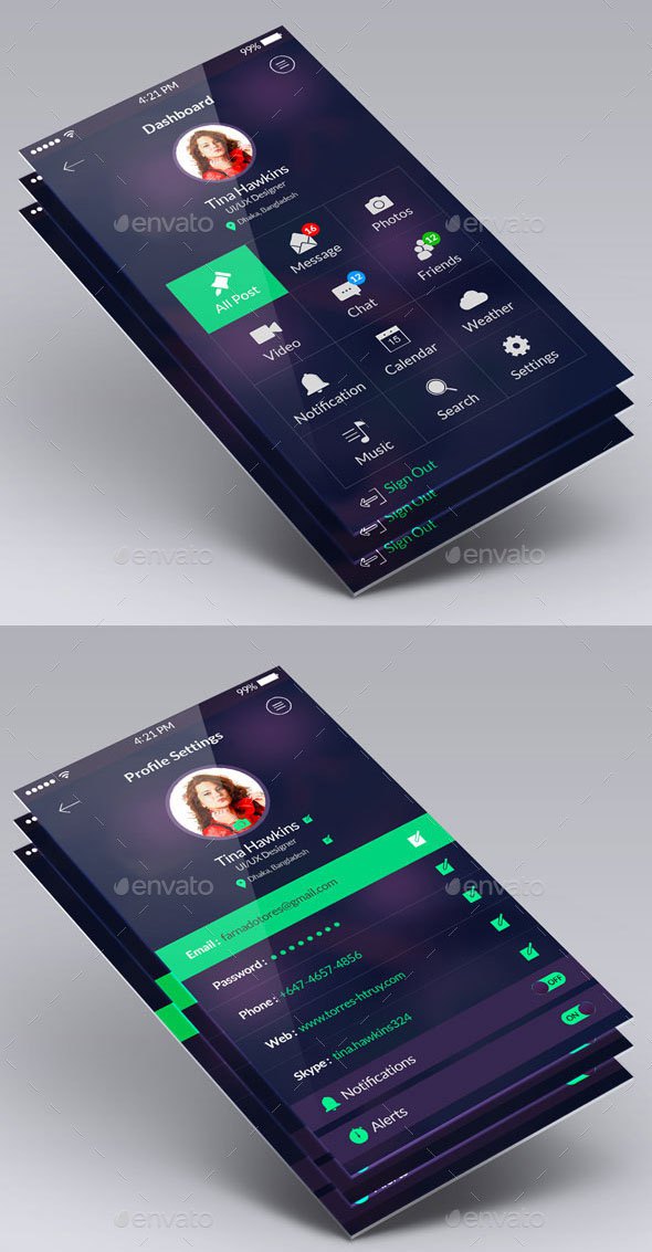 Clean Flat App UI Design Kit