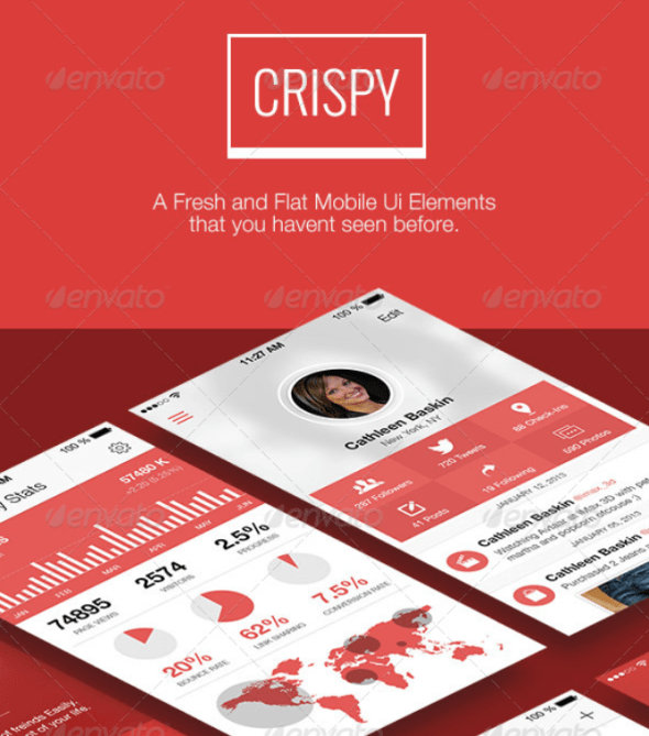 Crispy – A Fresh & Flat Mobile UI Design
