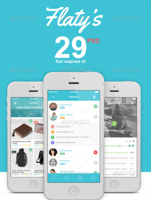 Flat Mobile App UI Design
