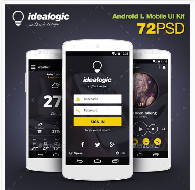Idealogic – Android L Mobile UI Kit