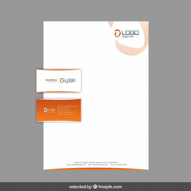 Orange Business Stationery Free Vector