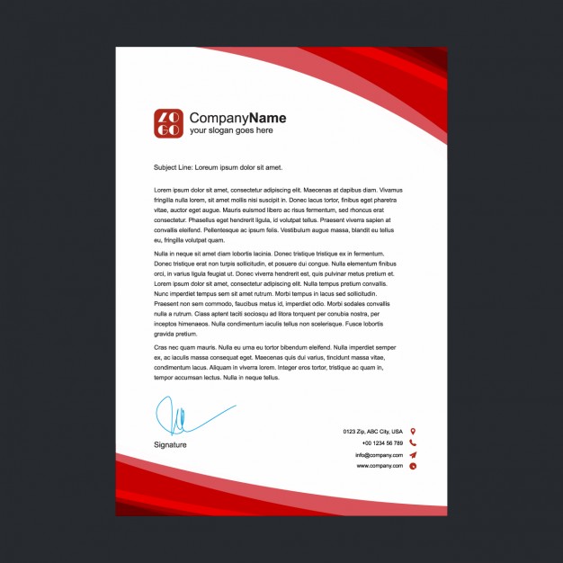 Red Letterhead Design Free Vector