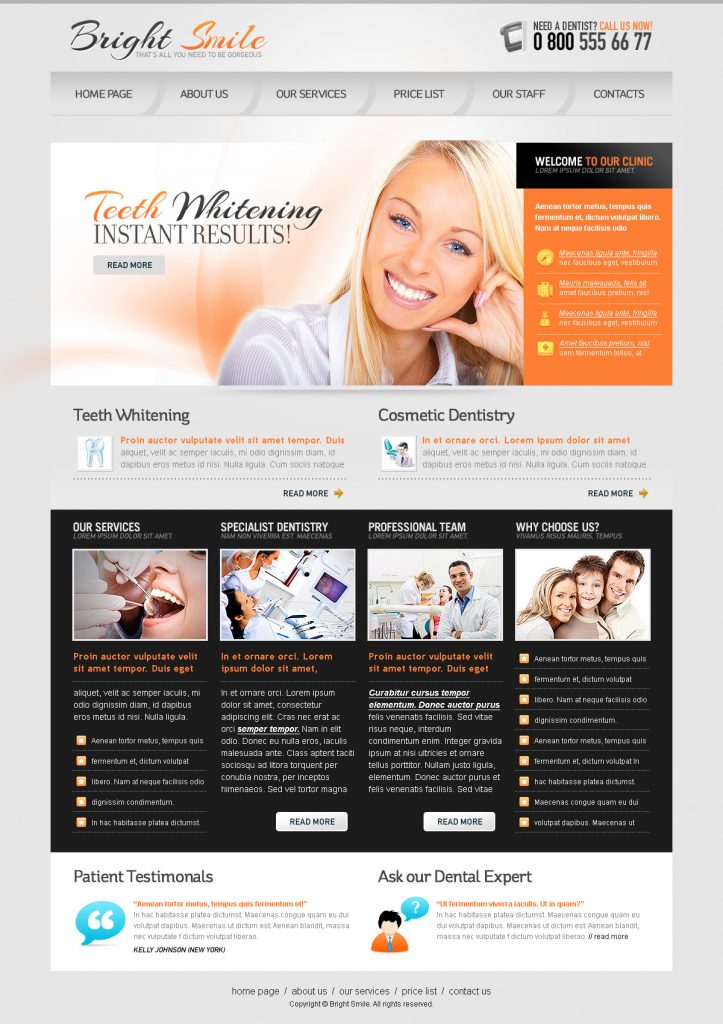 Bright Smiles Website Template - PSD Templates