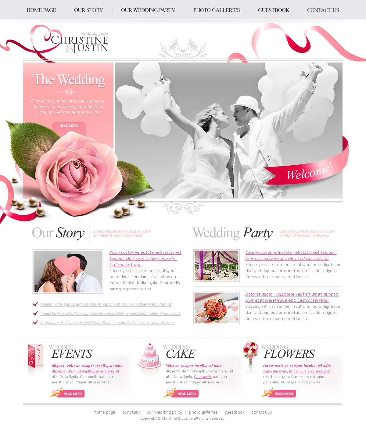 Wedding Website Template PSD Templates